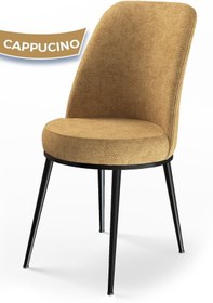 Resim Canisa Dexa Serisi, Üst Kalite Mutfak Sandalyesi, Cappucino Sandalye, Metal Siyah Iskeletli 