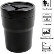 Resim Kapaklı Araba Çöp Kutusu, Mini Otomatik Çöp Kutusu Sızdırmaz Araç Çöp Kutusu, Araba, Ev, Ofis, Mutfak İçin Konsol Veya Kapıda Bardak Tutucuya Uygun 