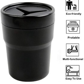 Resim Kapaklı Araba Çöp Kutusu, Mini Otomatik Çöp Kutusu Sızdırmaz Araç Çöp Kutusu, Araba, Ev, Ofis, Mutfak İçin Konsol Veya Kapıda Bardak Tutucuya Uygun 