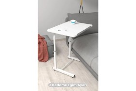 Resim Depolife Eğim Yükseklik Ayarlı Laptop Sehpası Kahvaltı Ders Çalışma Bilgisayar Ofis Yemek Masası Metal Ayak 