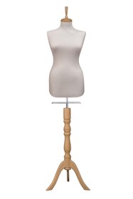 Resim Manken İstanbul Sünger Iğne Batabilen 40 Beden Beyaz Kumaşlı Ahşap Ayaklı Terzi Mankeni Prova Mankeni 