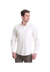 Resim Hatemoğlu Bej Slim Fit Düz 100% Pamuklu Düğmeli Yaka Uzun Kollu Klasik Göm Bej 