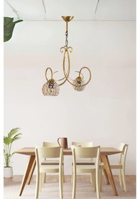 Resim Ömür Avize Alya Gold Kasa Kristal Camlı Avize Beyaz 