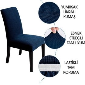 Resim Faiend Yıkanabilir Likralı Esnek Lastikli Sandalye Kılıf Örtü Petrol Mavi 