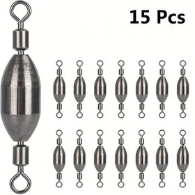 Resim 15 Adet Pirinç Balıkçılık Dalgıç Ağırlığı, İç Dönme Halatlı Hızlı Kurulumlu Tuzlu ve Tatlı Su Balıkçılığı için Dönme Halkalı Dalgıç Ağırlıkları 