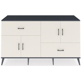 Resim Hyperion Konsol 3 Raflı 2 Çekmeceli 4 Kapaklı 176x44x99 Antrasit-aytaşı Antrasıt/aytası - Antrasıt 