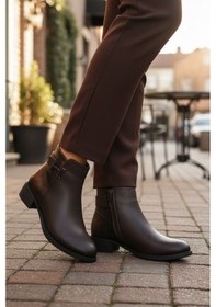 Resim Aspor Kahve Zümrüt Fermuarlı Kürklü Kadın Topuklu Bot Çok Renkli 