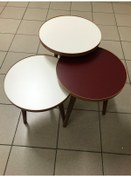 Resim 3.lü Zigon Sehpa EKRU-ELMA ŞEKERİ 18mm 1.sınıf Mdf Lam Tabla 
