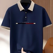 Resim FF3346 Erkekler için Rahat Günlük Elastik Moda Gömlek, Paris Logolu Desen Baskılı ve Çevirme Yaka 
