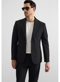 Resim Süvari Siyah Slim Mono Yaka Düz Torba Cep 6 Drop Takım Elbise Tk1006900382-s09 Siyah 