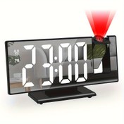 Resim 1pc Çok Fonksiyonlu Dijital Alarm Saati Büyük Ayna Projesi ile, USB Güçlü Dikdörtgen Masa Saati Sıcaklık Görüntüleme, Takvim Fonksiyonu ve Düğme Batarya Yedekleme ile Ev, Ofis, Yatak Odası, Oturma Odası Dekoru 