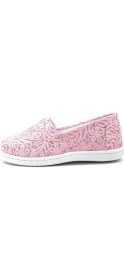 Resim First Step Çiçek Desenli Keten Çocuk Babet AYAKKABI-PEMBE-F-485 