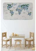 Resim Eğitici Dünya Haritası Dünya Atlası Çocuk Odası Duvar Sticker 