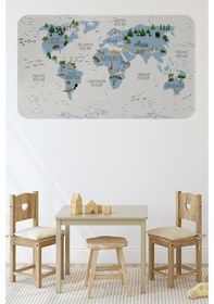Resim Eğitici Dünya Haritası Dünya Atlası Çocuk Odası Duvar Sticker 