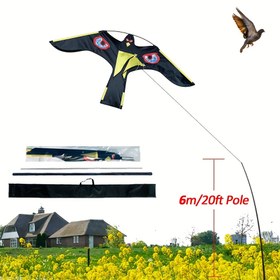 Resim Kuş Kovucu Kartal Uçurtması ile 6 Metrelik Teleskopik Direk Seti, Bahçeleri, Avluları, Tarlaları, Mahsulleri ve Balık Havuzlarını Koruyan 