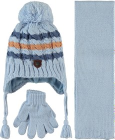 Resim Kitti Erkek Çocuk Atkı Bere Eldiven Set 1-4 Yaş Bebe Mavi 24240600923w1-2 