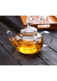Resim Reoona Borosilikat Cam Kapaklı Cam Süzgeçli Demlik Ve Cam Isıtıcı 1000 Ml Şeffaf 