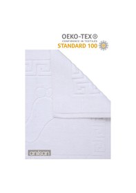 Resim 2'li Greek Ayak Havlusu - 50x70 Cm, 245 Gr, %100 Pamuk, Spa Ve Otel Banyo Paspası, Günlük Kullanıma Beyaz 