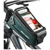 Resim Vkemall 2.5l Kapasiteli Sert Kasa Bisiklet Ön Çantası - 7 İnç Telefon Dokunmatik Ekranlı, Su Şişesi, Araç Ve Gereçleri Taşıma, Koyu Yeşil Koyu Yeşil 