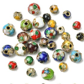 Resim 15 Adet 6mm/8m El Yapımı Cloisonne Boncuklar Rastgele Karışık Renkler Vintage Bakır Yuvarlak DIY İplik Bilezlik Kolye Küpe yaparak, boncuğu projeleri için uygun el çalışması, şık şekilde bitmiş birinci sınif parlak, önceki sanat eserleri örneklemesi 