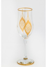 Resim Yaprak Desenli Cam Şampanya Bardağı 6'lı Set 