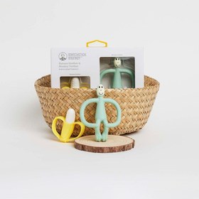 Resim Matchstick Monkey Banana-Silikon Diş Kaşıyıcı Hediye Seti (Mint Yeşili) 