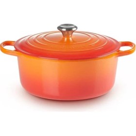 Resim Döküm Demir Yuvarlak Güveç Tenceresi, 28CM, 6,7 L, Ideal Yavaş Pişirme ve Fırınlama Için 