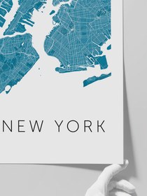 Resim New York Mavi̇ Hari̇ta - Art Print - 50x70 cm 