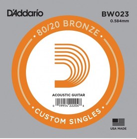 Resim D'addario Bw023 Akustik Tek Tel.80/20 Bronze Wound.023.Paket=5X1 