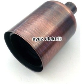 Resim Dekoratif Bakır Eskitme Lale E27 Duy ve Demir Kablo Kilitli 