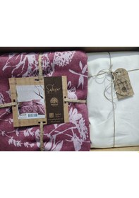 Resim Şaheser Çiftkişilik Nevresim Takımı Bella Bordo Desenli 