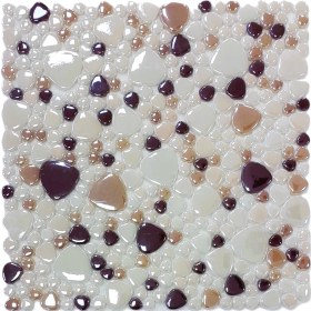 Resim Mutfak Tezgah Arası, Havuz, Banyo, Sauna, Spa, Iç ve Dış Dekorasyonda Tüm Yüzeyler Için, Krem, Kahve, Bej, 31,5X31,5CM. Fileli Cam Mozaik. ( 1 M2 Fiyatıdır ) 