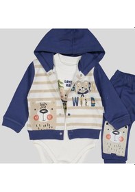 Resim 3-9 Ay Erkek Bebek Alt&üst Takımı Kamp Kapüşonlu Lacivert Lacivert 