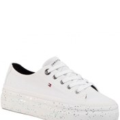 Resim Tommy Hilfiger Glitter Flatform Sneaker Kadın Ayakkabı White 
