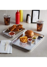 Resim Alüminyum Hamburger Sunum Tepsisi 22x34 Cm. 10 Adet Açık Gri 