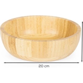 Resim Orta Boy Doğal Bambu Salata Kasesi 20 Cm, Şık ve Dayanıklı Mutfak Aksesuarı 