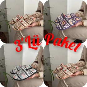 Resim Behtah Kundura 3'lü Paket Kışlık Rahat Kadın Ev Terliği Terlik 