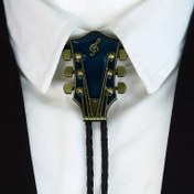 Resim 1 adet Batı Kovboy Stili Bolo Kravatı, Country Gitar Bolo Kravatı, Kazak Zincir Aksesuarları 