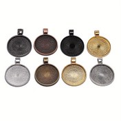 Resim 10 adet/paket 25mm Cabochon Taban Tepsisi Açık Bezel Ayarı Boş Kolye Kolye Ayarı Cabochon Tabanı Diy Takı Yapım Malzemeleri için 