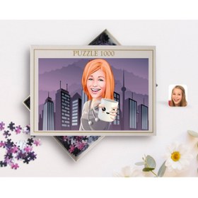 Resim Bk Gift Kişiye Özel Kadın Karikatürlü 1000 Parça Profesyonel Puzzle-104 