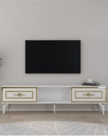 Resim Violact Tv Sehpası Beyaz-altın Beyaz-altın 