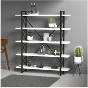 Resim Evdemo Wood Metal Kitaplık Beyaz 