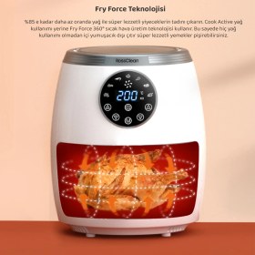 Resim RossClean 5,5 lt Kapasiteli Dijital Airfryer Fritöz Tek Hazne LED Ekran Özelliği ile 