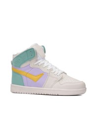 Resim Günlük Unisex Sneaker Bağcıklı Hafif Yumuşak Kaymaz Taban Bilekli Basketbol Ayakkabı 8070 Yeşil- Lila- Sarı-21 