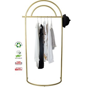 Resim Hermes Metal Ayaklı Askılık Konfeksiyon Askılığı Gold Elbise Askılığı Kıyafet Askılığı Gold 