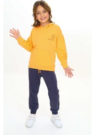 Resim Toontoy Kids Toontoy Kız Çocuk Kapüşonlu Göğsü Yazı Baskılı Eşofman Takım Turuncu 