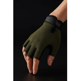 Resim Single Sword Çocuk Yarım Parmak Bisiklet & Spor Eldiveni - Haki Renk 111 Koruyucu Model Sc Haki 