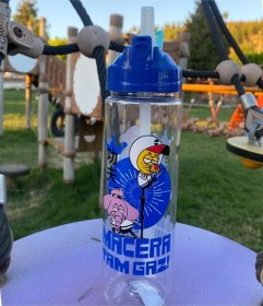 Resim Kral Şakir Hayranları Desenli-pipetli Tritan Matara 630 Cc Mavi MAvi 