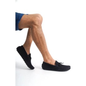 Resim Mubiano Summer Mubiano Hakiki Deri Erkek Süet Lacivert Bağcık Detay Loafer -MSSR1273-LCV 