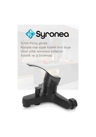 Resim Defne Mat Siyah Banyo Duş Bataryası Lüx Banyo Lavabo Musluk Siyah 